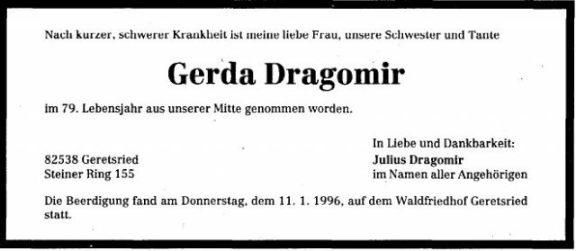 Hoffmann Gerda 1917-1996 Todesanzeige